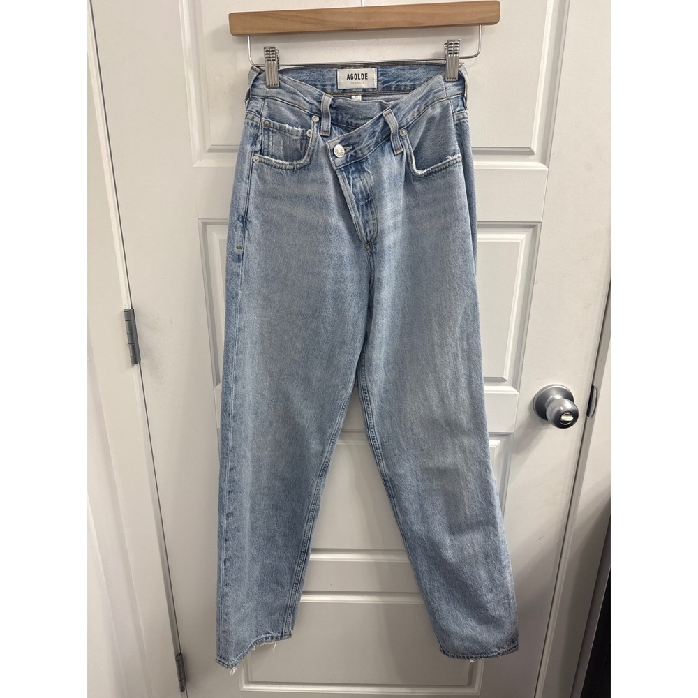 AGOLDE Criss Cross Upsize Jeans Light Indigo High Rise Straight Leg 22